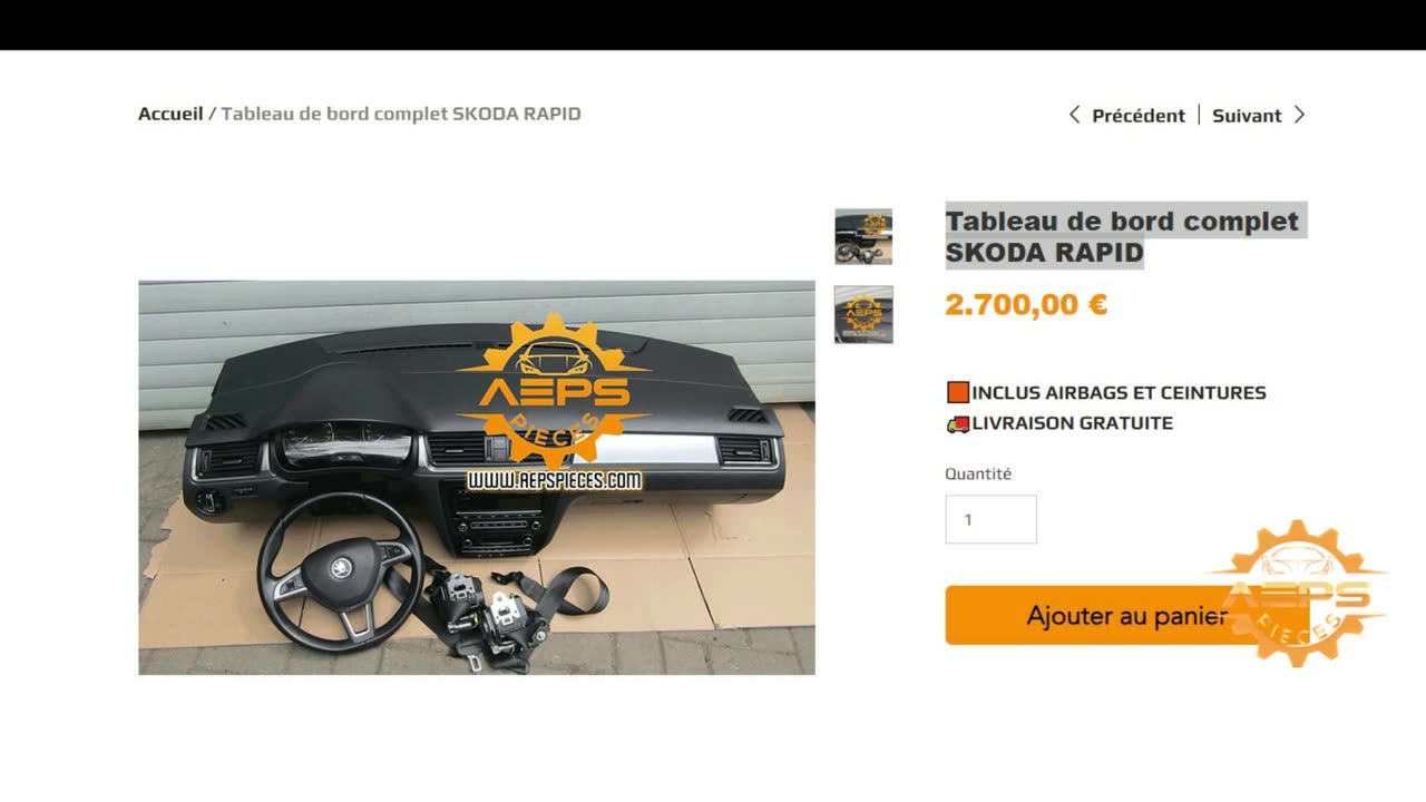 AEPSPIECES.COM - Tableau de bord complet SKODA RAPID