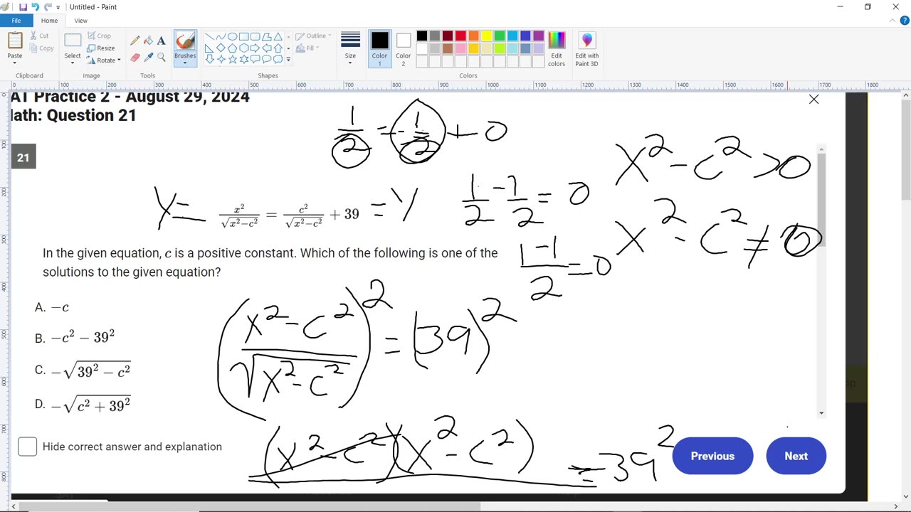 SAT Practice Test 2 Math Second Module Hard 21