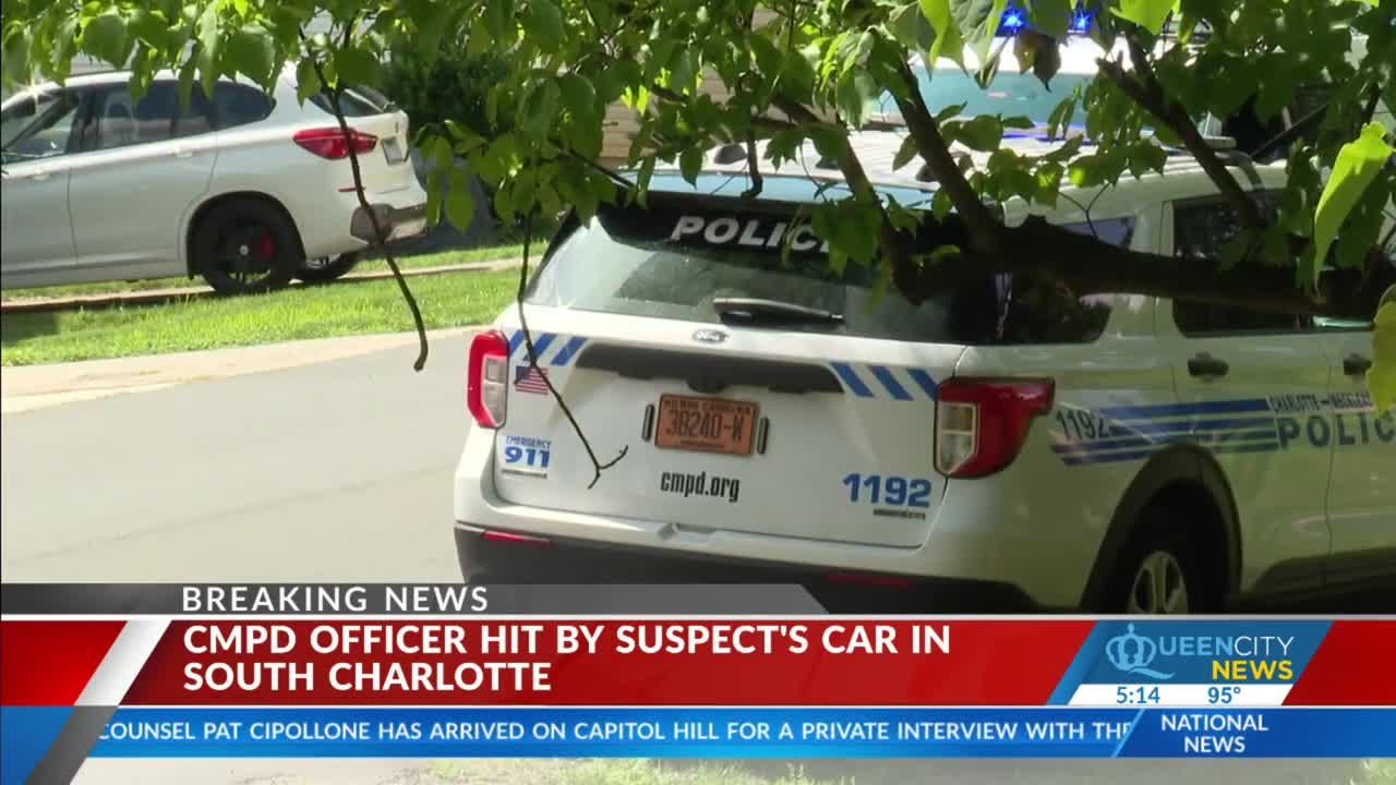 CHARLOTTE | CMPD officer hit by suspect's car in South Charlotte