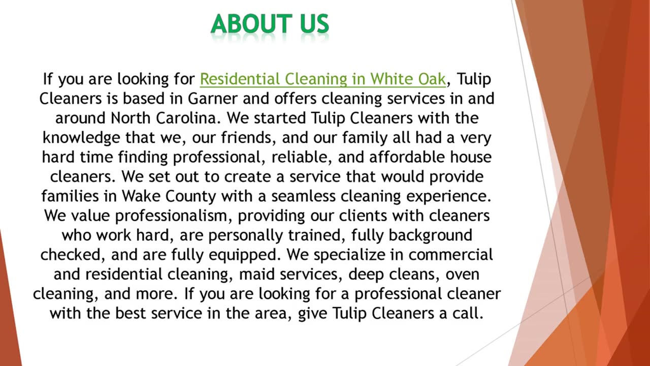 If you are looking for Residential Cleaning in White Oak