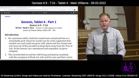 Genesis 6:9 - 7:24 - Tablet 4 - Mark Williams - 09-03-2023