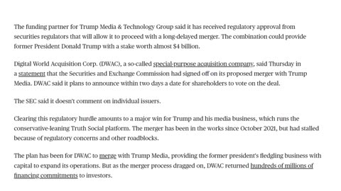 BREAKING: #Trump Media Company Bankruptcy Follow-Up