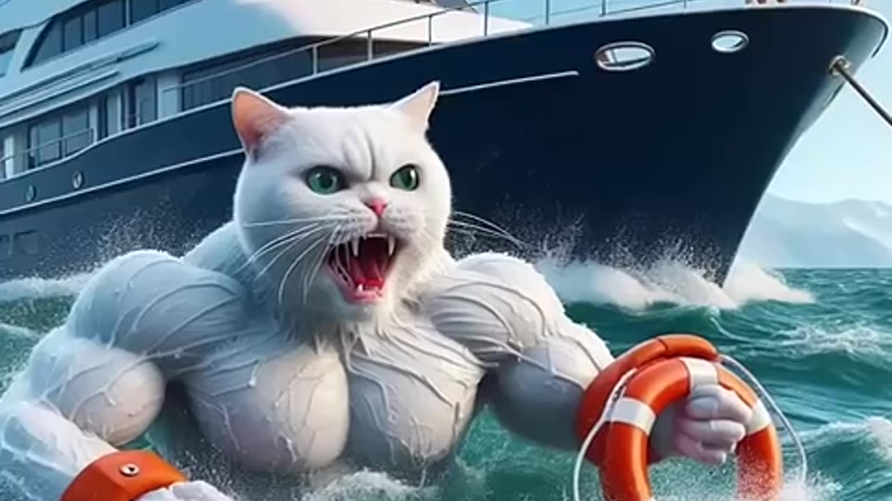 Daddy Fights Shark to Save a Kitten #ai #cat #catlover #story #cutecat #cute#cat #cute