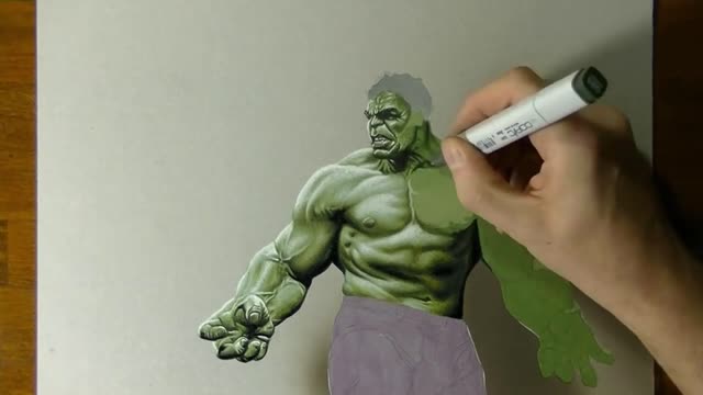 Outline The Wrinkled Lines Of The Hulk's Face.