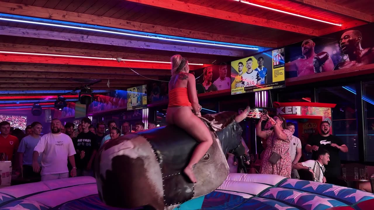 OMG 😱BAD Girl Ride on Benidorm Bull _ Mechanical