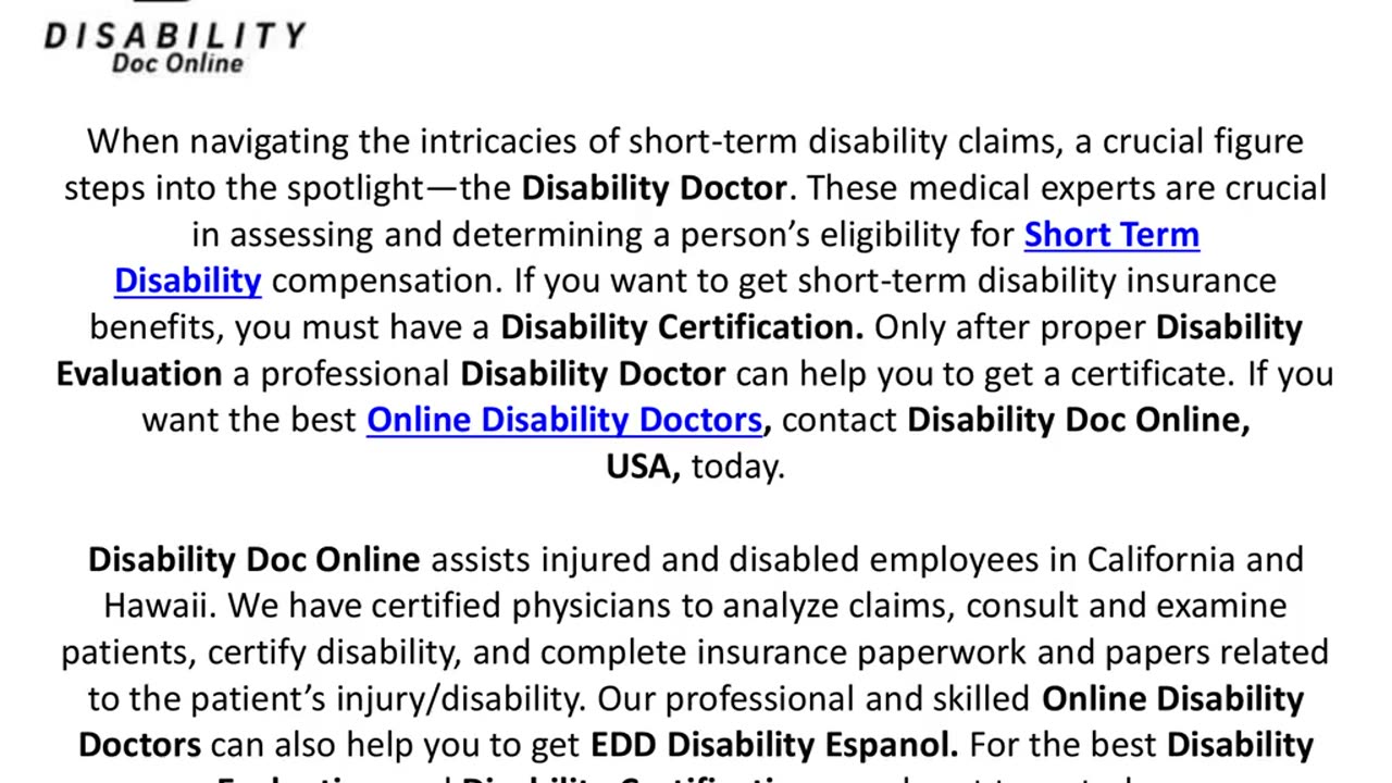 Role Of A Disability Doctor In Evaluating Short Term Disability