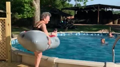 Nana Plunges into the Pool