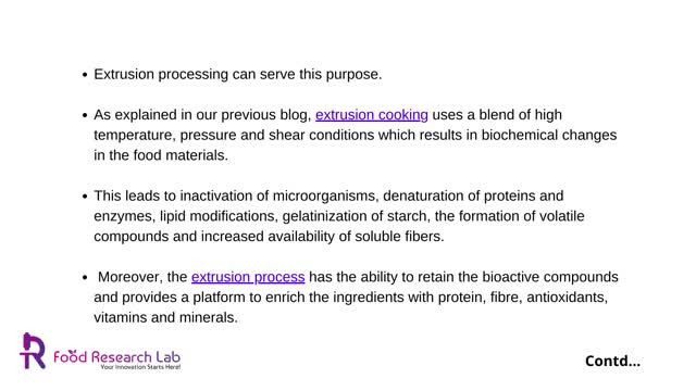 Innovations in Extrusion cooking for food product development