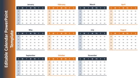 Editable Calendar PowerPoint Slide