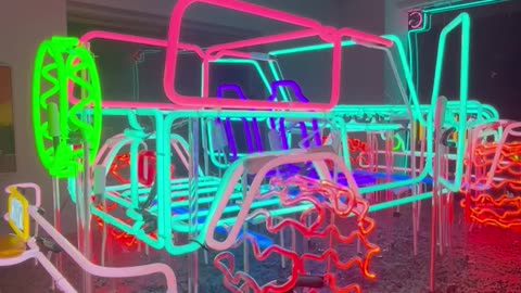 3D Neon Glass Jeep
