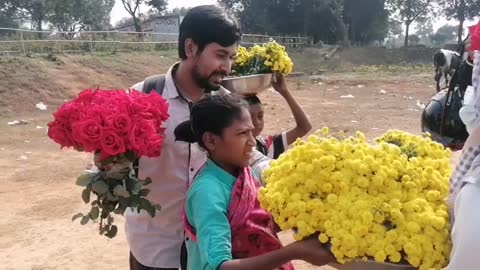 Children Selling Flower in Golap Gram