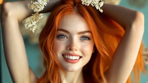 Redhead with Flowers in Her Hair Ai Generated