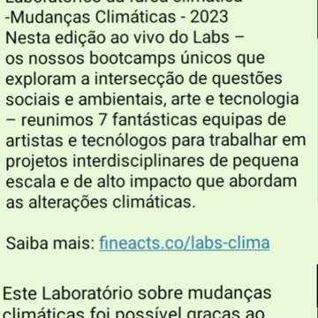 A FARSA climática: patrocinadores desse laboratório Sigrid Rausing Trust e Open Society Foundations.