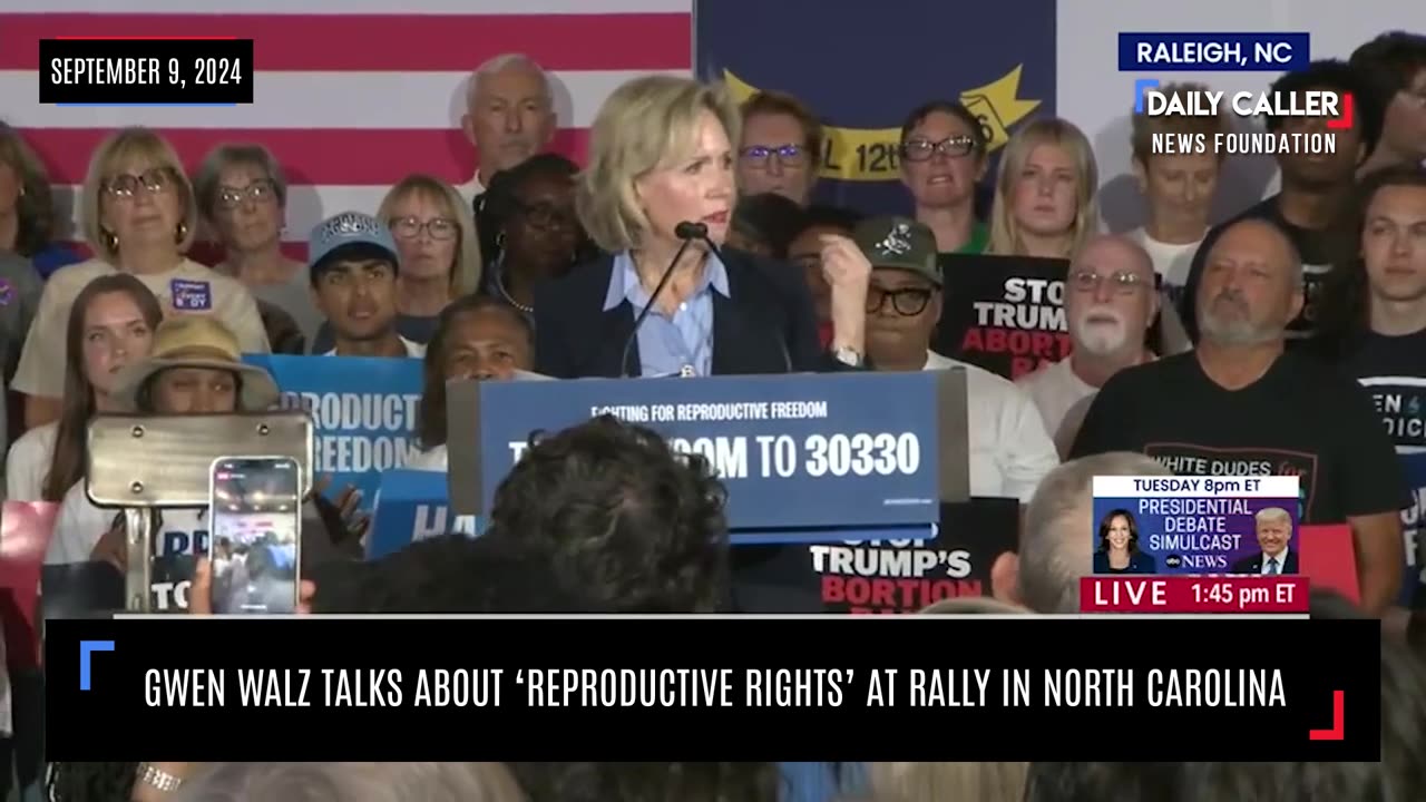 Gwen Walz Talks About 'Reproductive Rights' at Rally in North Carolina
