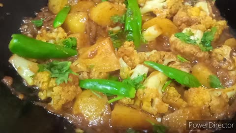 Achari Flower Cabbage With Aloo