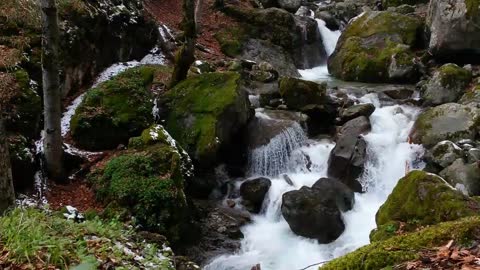 Sound of the waters of the waterfall, God's thing