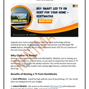 Buy Smart LED TV On Rent For Your Home - RentMacha