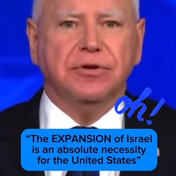 Tim Waltz "The EXPANSION of Israel and its PROXIES is an ABSOLUTE fundamental necessity for the US"