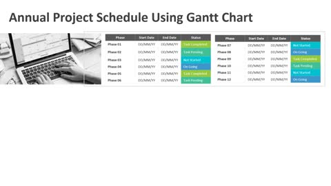 Annual Project Schedule Using Gantt Chart PowerPoint Template