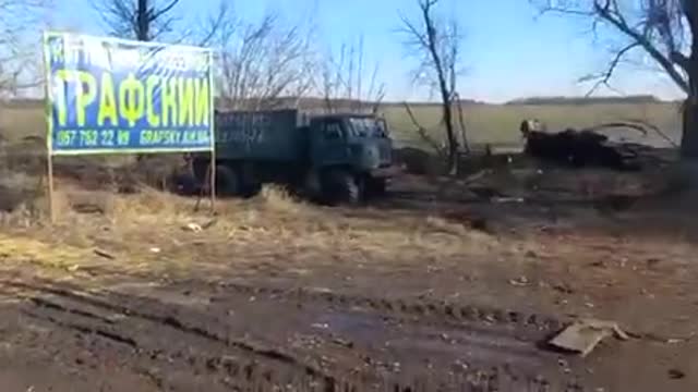 Destroyed Ukraine tank and BMP near Kharkiv