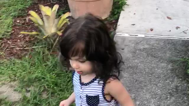 Outside saying hi to the bunny