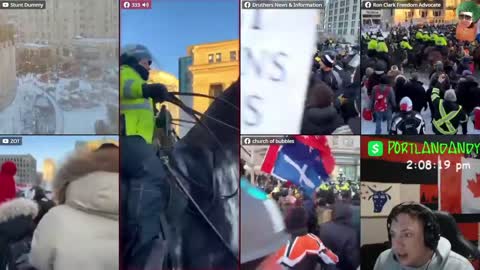 Canadian Police Horse's trample Peaceful protesters