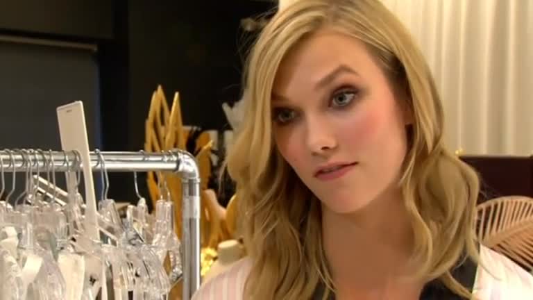 Victoria's Secret model Karlie Kloss gets fitted for her angel wings