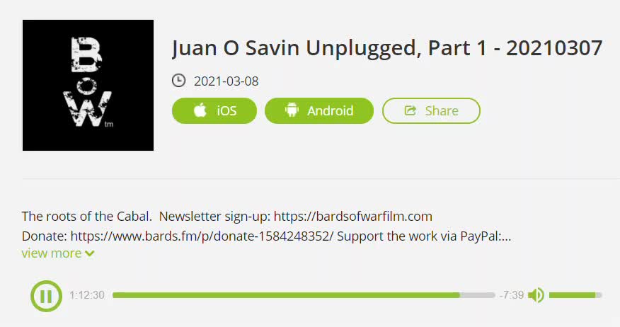 BardsFM - Juan O Savin Unplugged, Part 1 - 20210307