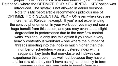 Syntax error at OPTIMIZE_FOR_SEQUENTIAL_KEY