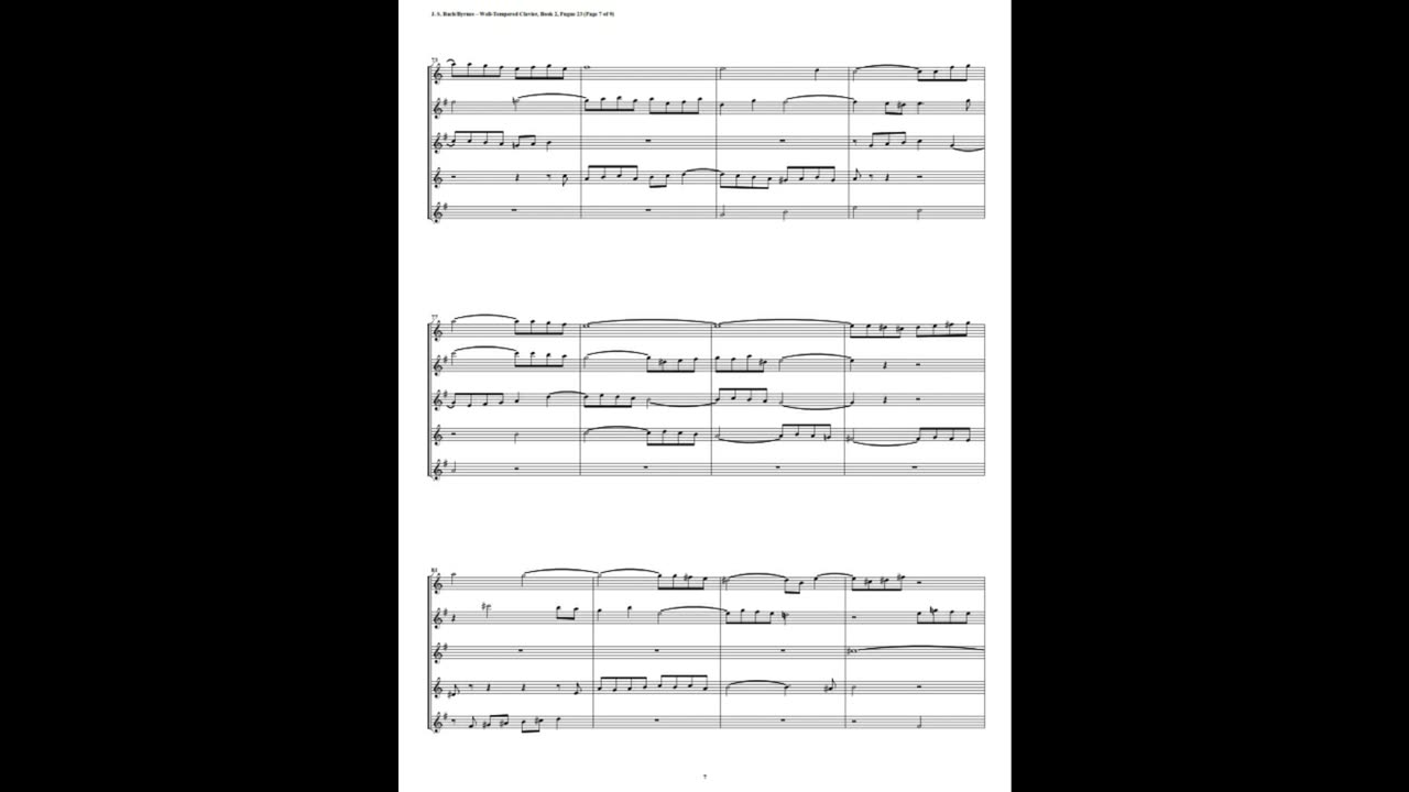 J.S. Bach - Well-Tempered Clavier: Part 2 - Fugue 23 (Saxophone Quintet)