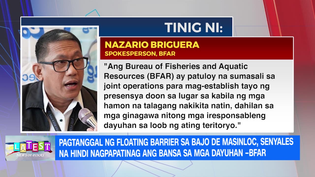 PAGTANGGAL NG FLOATING BARRIER SA BAJO DE MASINLOC, SENYALES NA HINDI NAGPAPATINAG ANG MGA PINOY