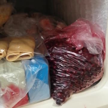 Food in the freezer.