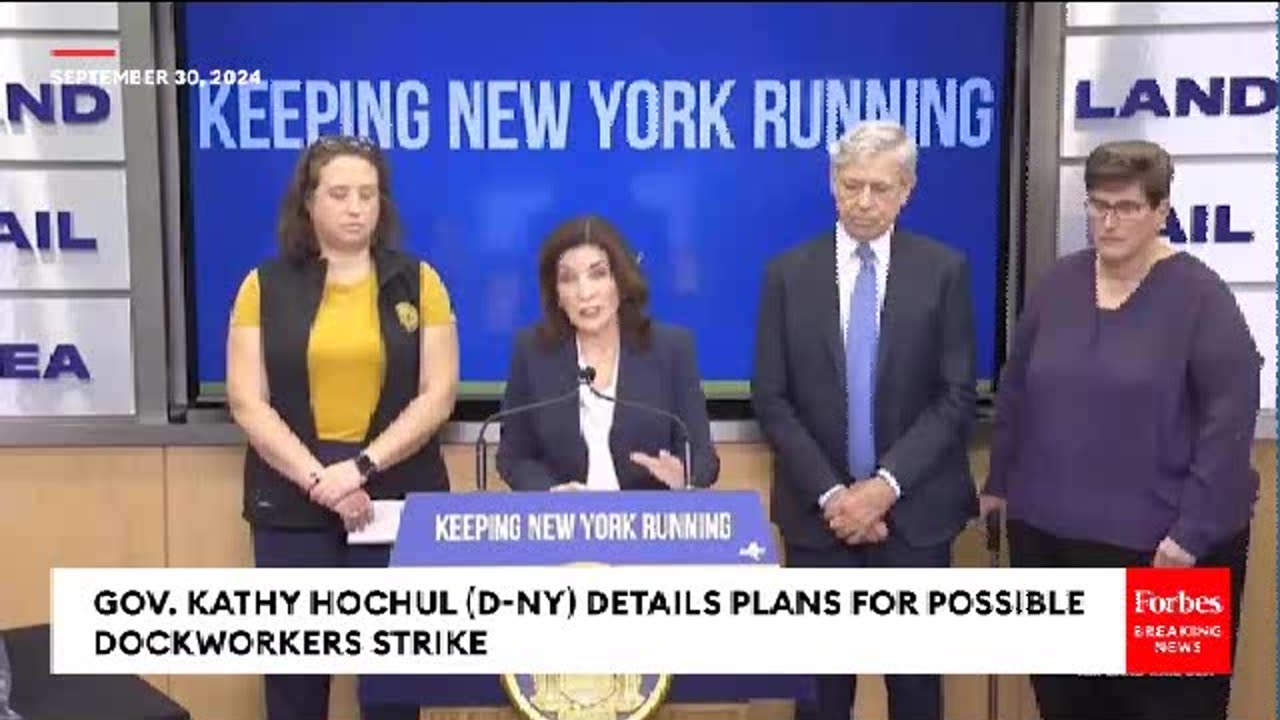 NY Gov. Hochul [Great] "Reset level of anxiety"/Masonic Gesture During Dock Workers Strike Presser