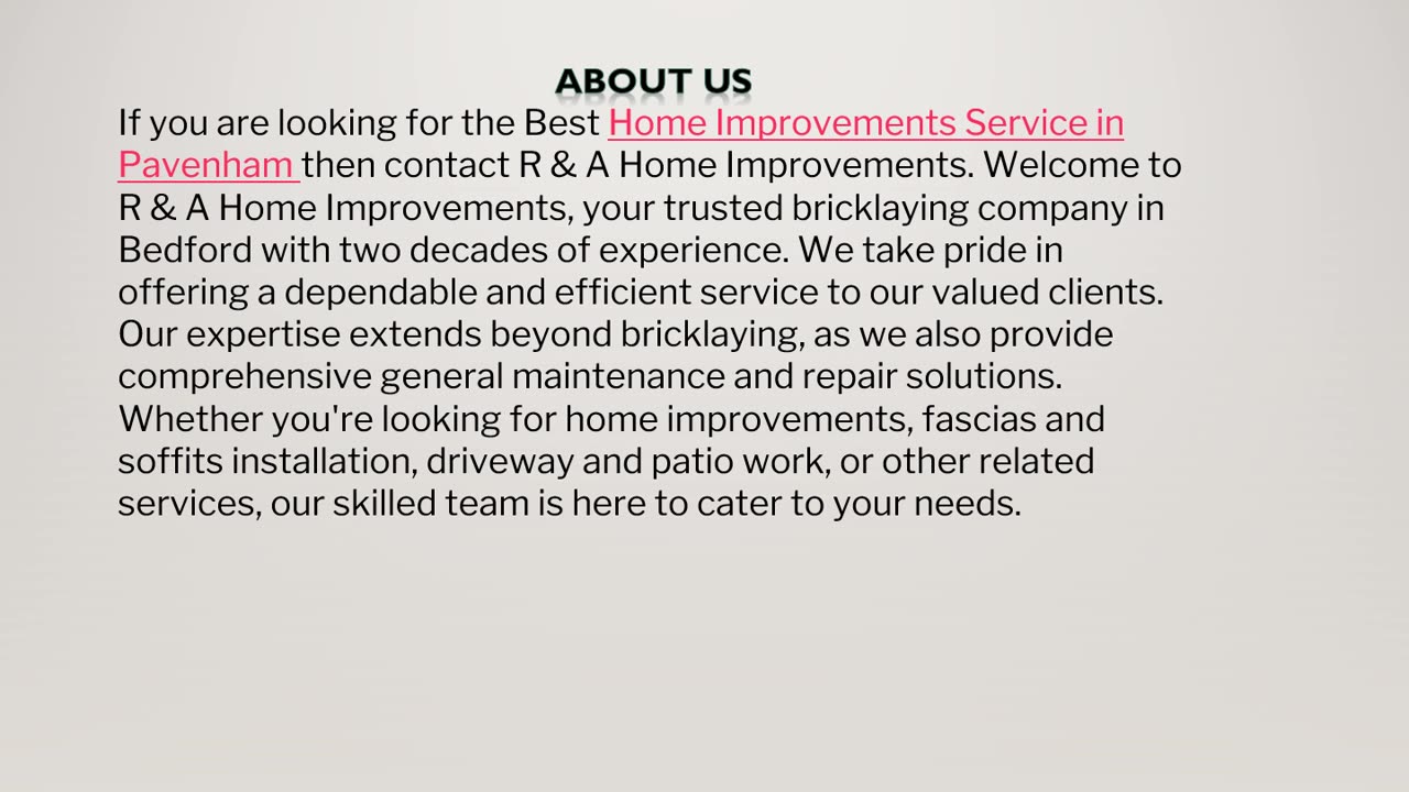 Home Improvements Service in Pavenham