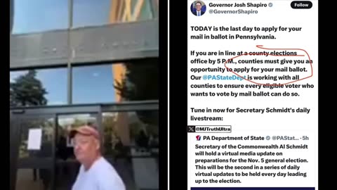 Bucks County PA — Police Officer BLOCKS THE DOOR as voters were in line at 4:38pm ET