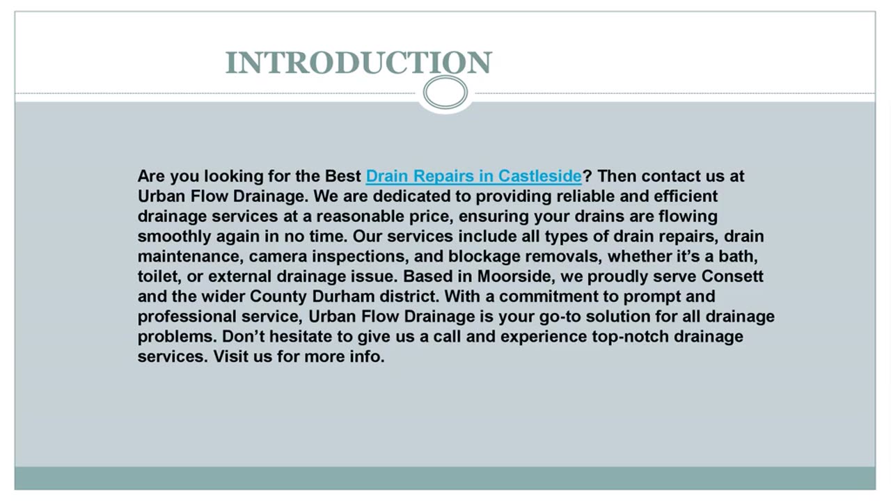 Looking for the best Drain Repairs in Castleside