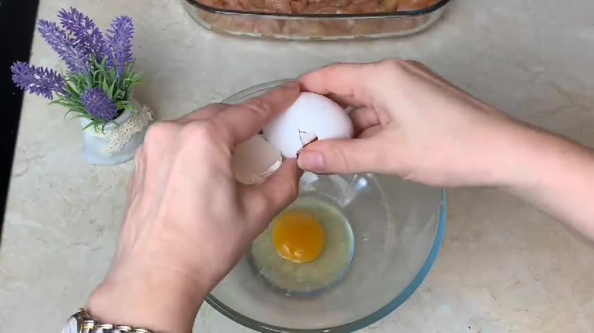 Pour In The Chicken Breast And Beat The Egg