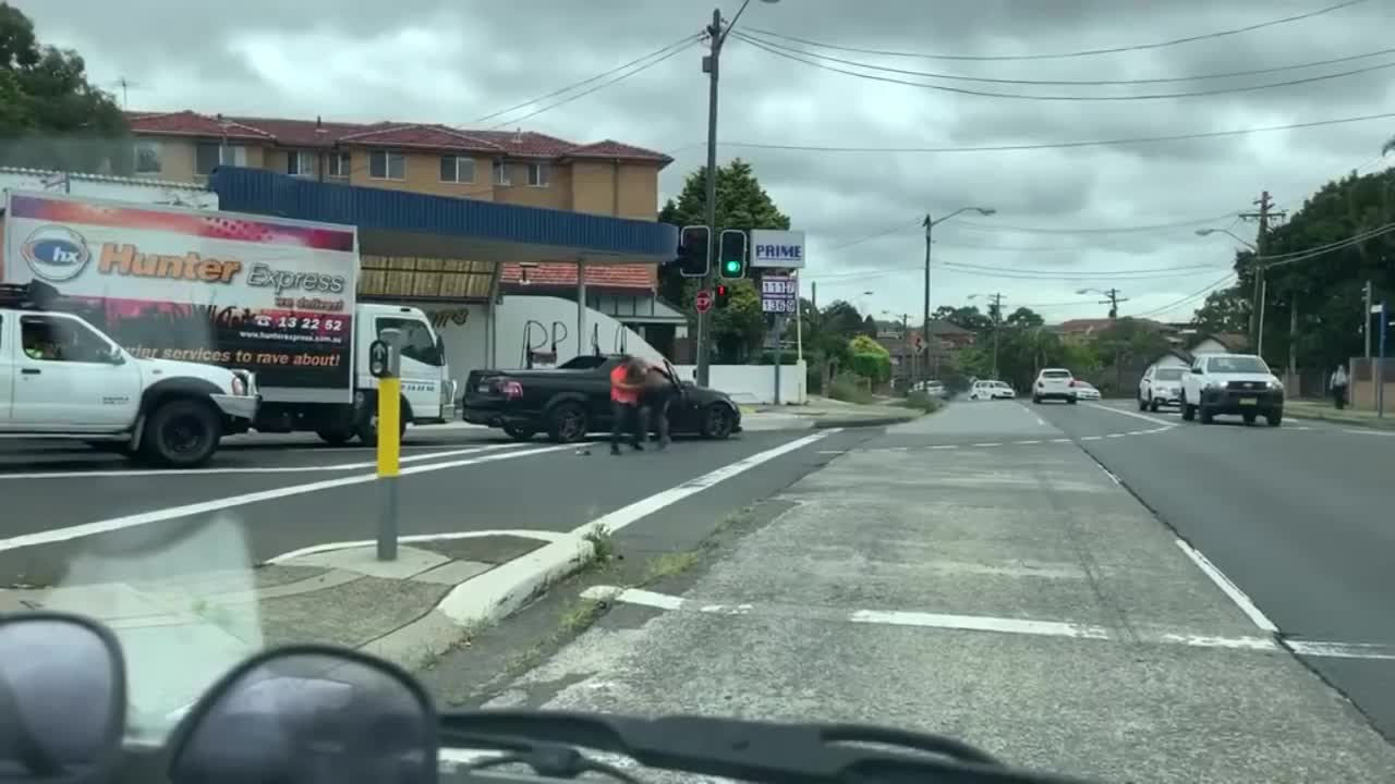 Street fight punched in The face