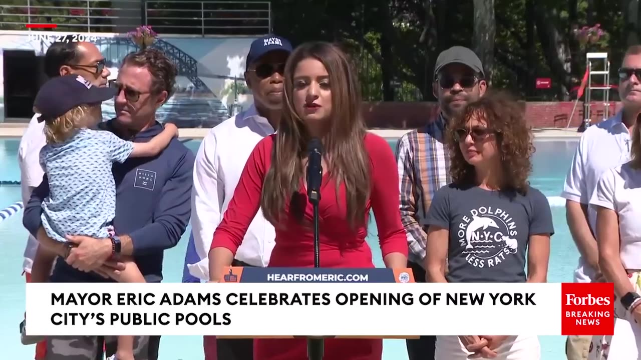 New York City Mayor Eric Adams Celebrates Opening Of City's Public Pools