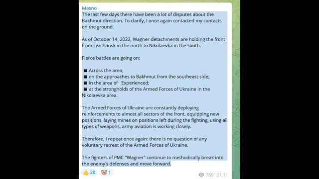 Situation on the Ground in Artemovsk/Bakhmut 14.10.22