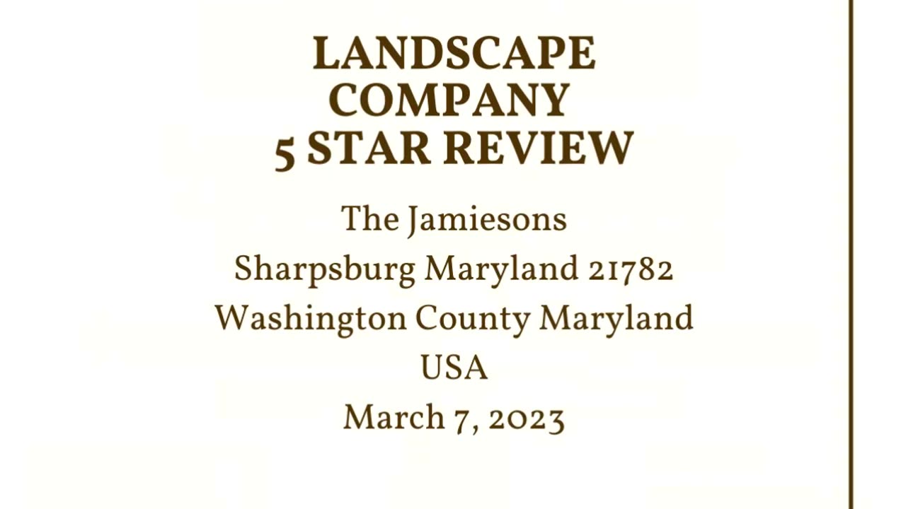 Landscape Contractor Sharpsburg Maryland 5 Star Review Video