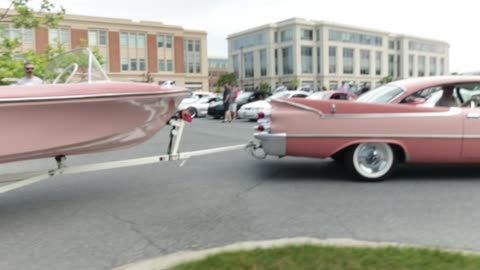 Wish I knew The Year , But this Historic All Pink Dodge Came with Matching Boat!