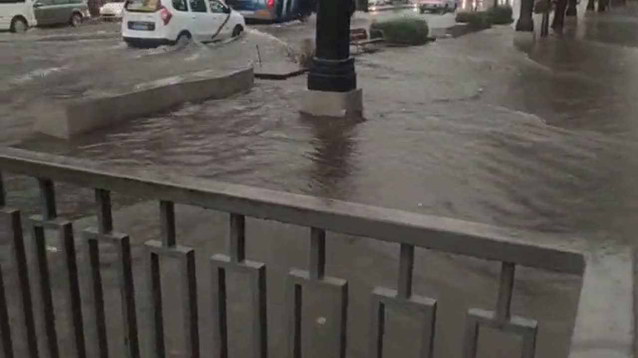 The city of Madrid, Spain has been flooded today,