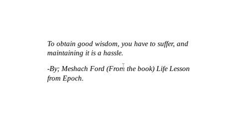 "Life Lesson from Epoch" -Checkout Description