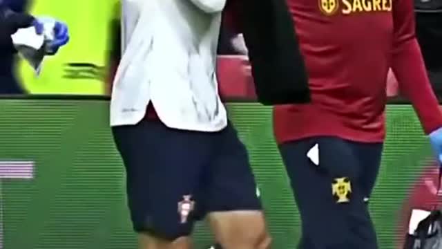 Ronaldo's nose is filled with blood