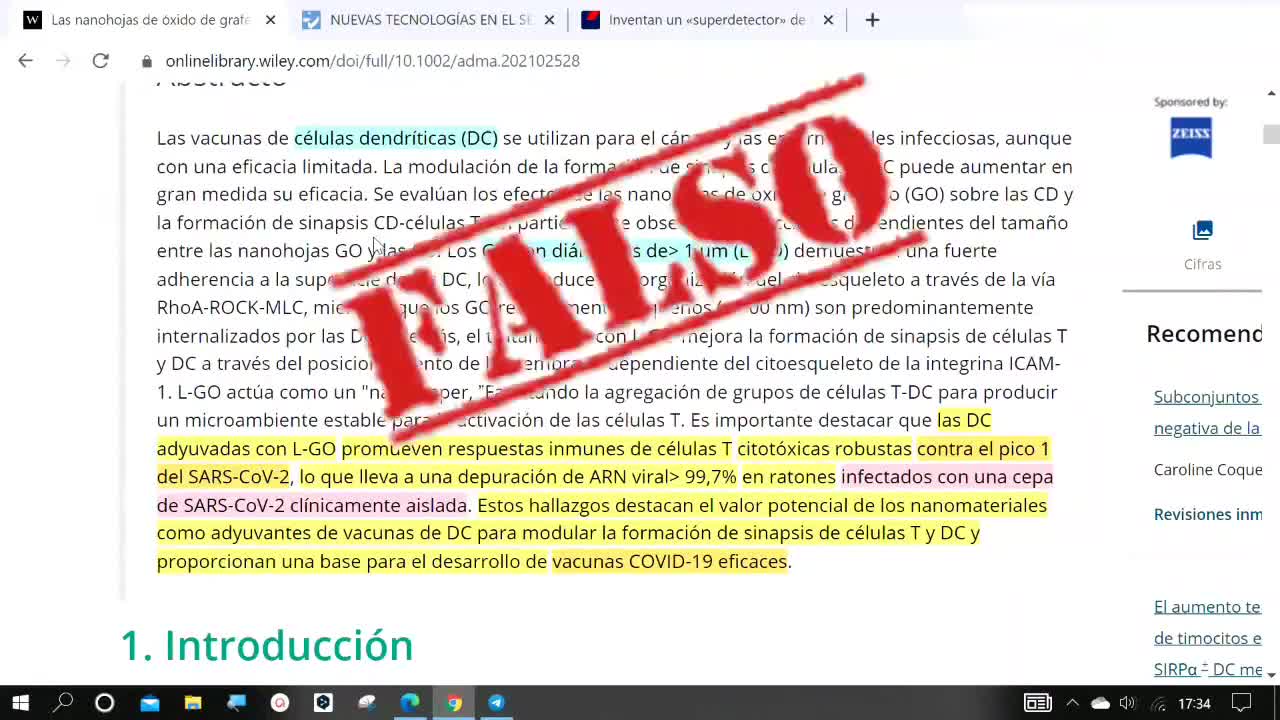 Estudio FAKE nanohojas grafeno hace que vacunas elimine el 99,7% del ARN viral