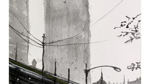 Landscape Watercolor Painting - Time Lapse Video