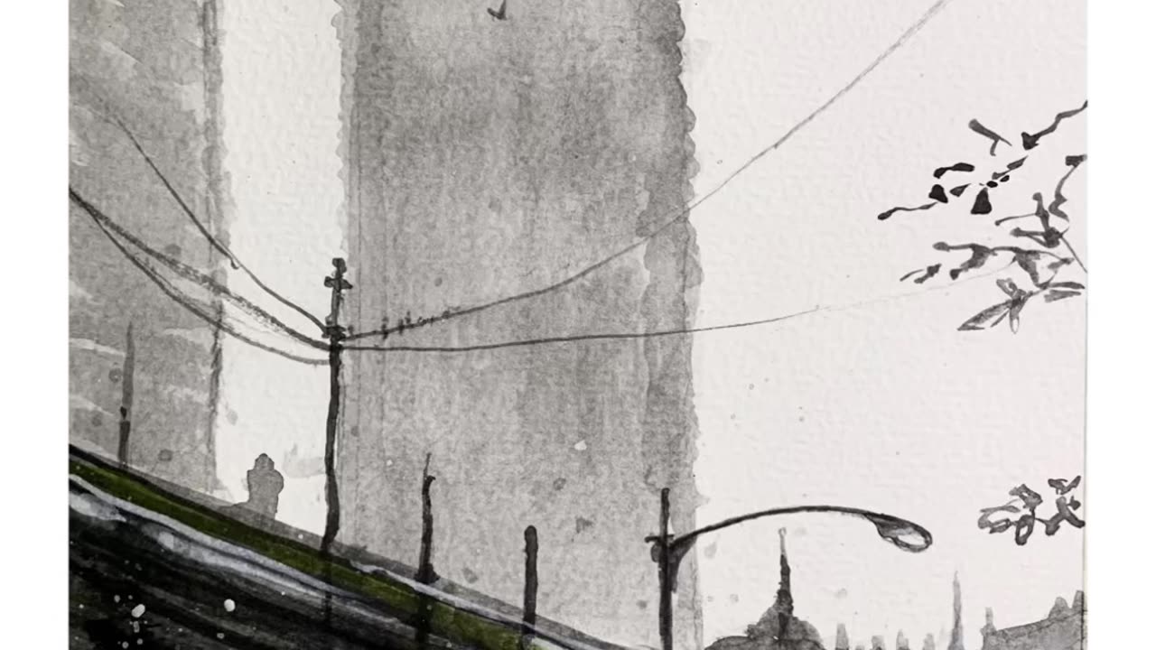 Landscape Watercolor Painting - Time Lapse Video