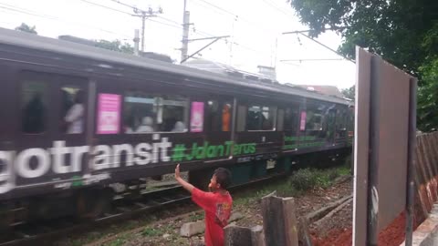 The Commuter Train in Jakarta after raining