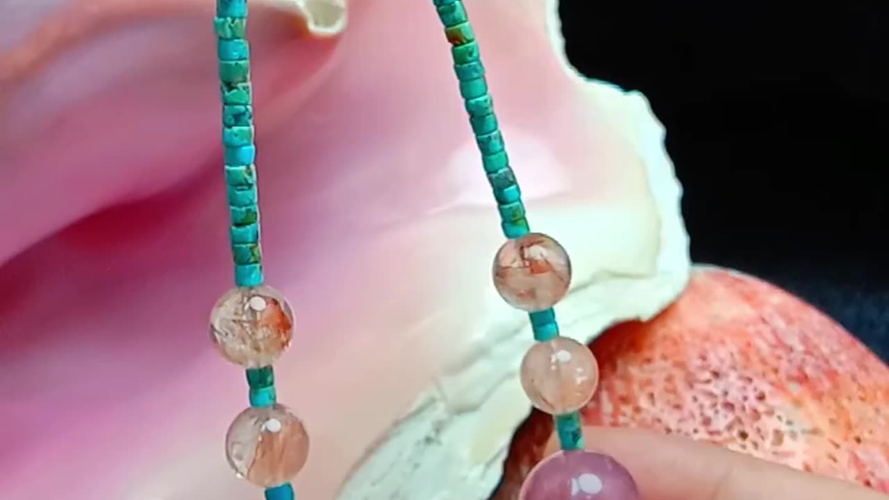 Natural turquoise Prehnite bumble bee Amethyst Milky Blue Aquamarine Multi Stone Beaded Necklace 20231222-02-08